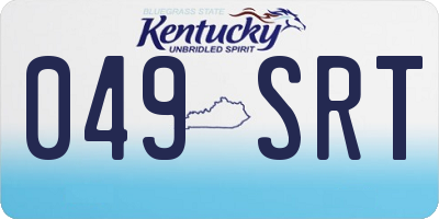 KY license plate 049SRT