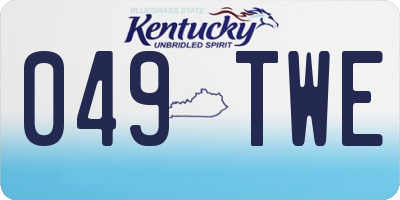 KY license plate 049TWE