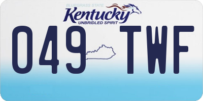 KY license plate 049TWF