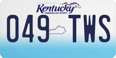 KY license plate 049TWS