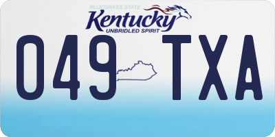 KY license plate 049TXA