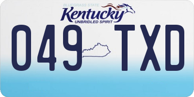 KY license plate 049TXD