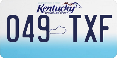 KY license plate 049TXF
