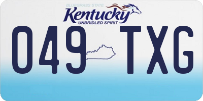 KY license plate 049TXG