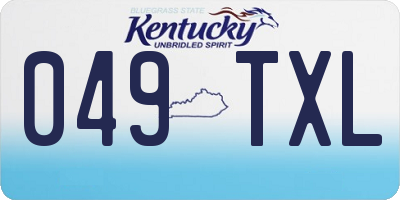KY license plate 049TXL