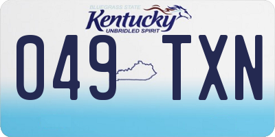 KY license plate 049TXN