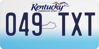 KY license plate 049TXT