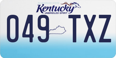 KY license plate 049TXZ