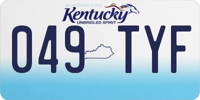 KY license plate 049TYF