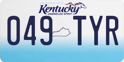 KY license plate 049TYR