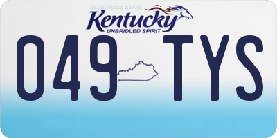 KY license plate 049TYS