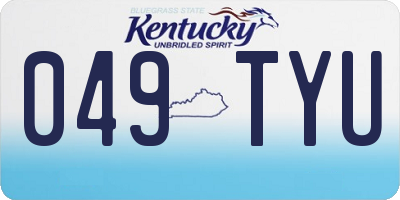 KY license plate 049TYU