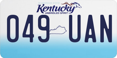 KY license plate 049UAN