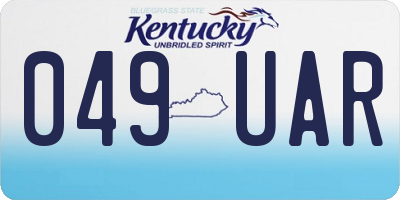 KY license plate 049UAR