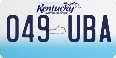 KY license plate 049UBA