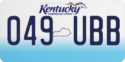 KY license plate 049UBB