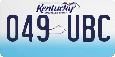 KY license plate 049UBC