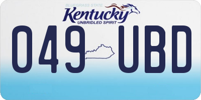 KY license plate 049UBD