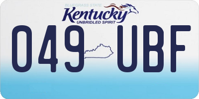 KY license plate 049UBF