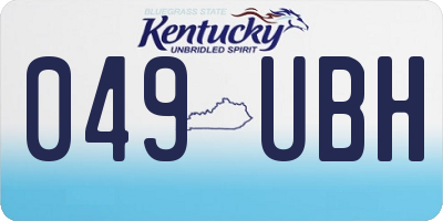 KY license plate 049UBH