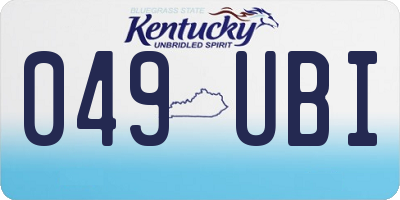 KY license plate 049UBI