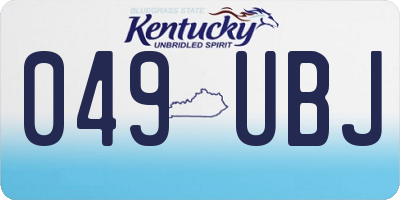 KY license plate 049UBJ