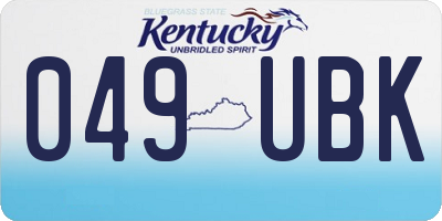 KY license plate 049UBK