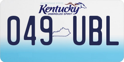 KY license plate 049UBL