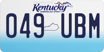 KY license plate 049UBM