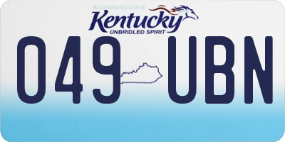 KY license plate 049UBN