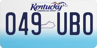 KY license plate 049UBO