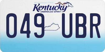 KY license plate 049UBR