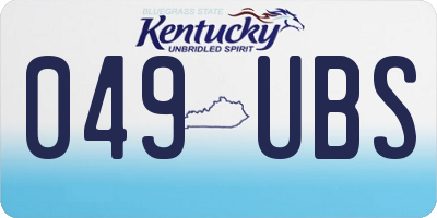 KY license plate 049UBS