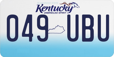 KY license plate 049UBU