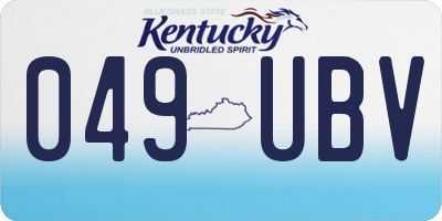 KY license plate 049UBV