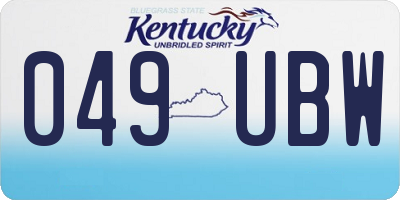 KY license plate 049UBW