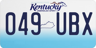 KY license plate 049UBX