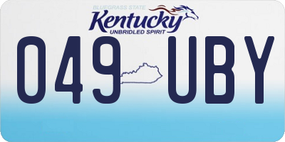 KY license plate 049UBY