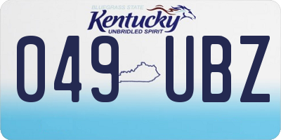 KY license plate 049UBZ