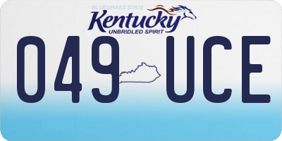 KY license plate 049UCE