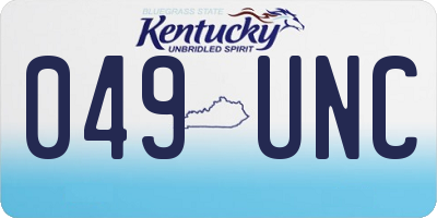 KY license plate 049UNC