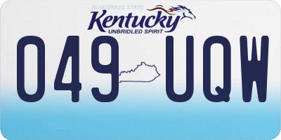 KY license plate 049UQW