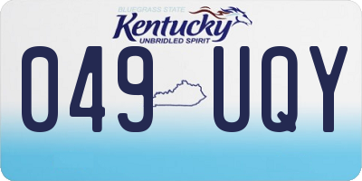KY license plate 049UQY