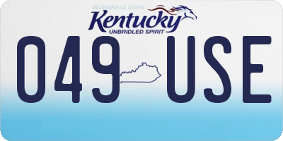 KY license plate 049USE