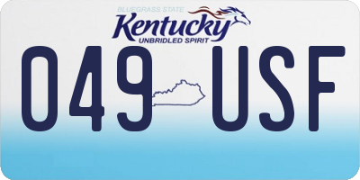 KY license plate 049USF