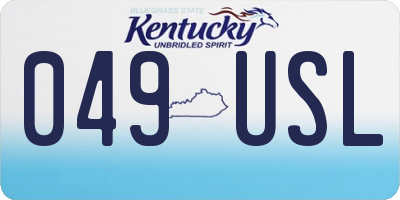 KY license plate 049USL
