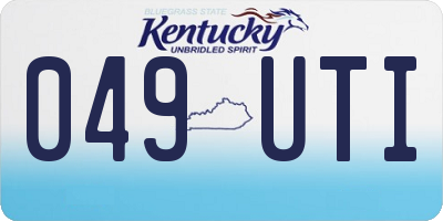 KY license plate 049UTI