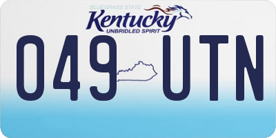 KY license plate 049UTN
