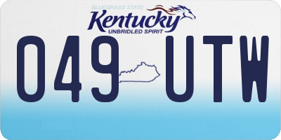 KY license plate 049UTW