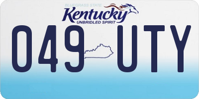 KY license plate 049UTY